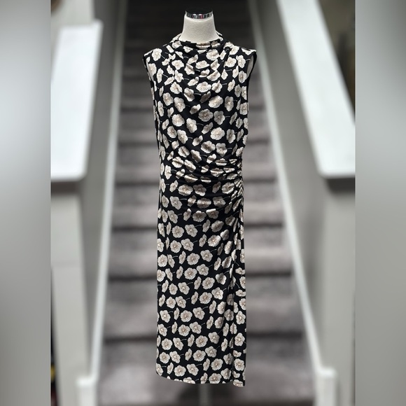 NEW Talbots Plus Size Cowl-Neck Sleeveless Midi Dress in Deco Flower Women’s 16 - Picture 3 of 13